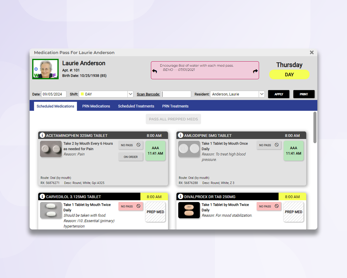 screenshot of ECP eMAR